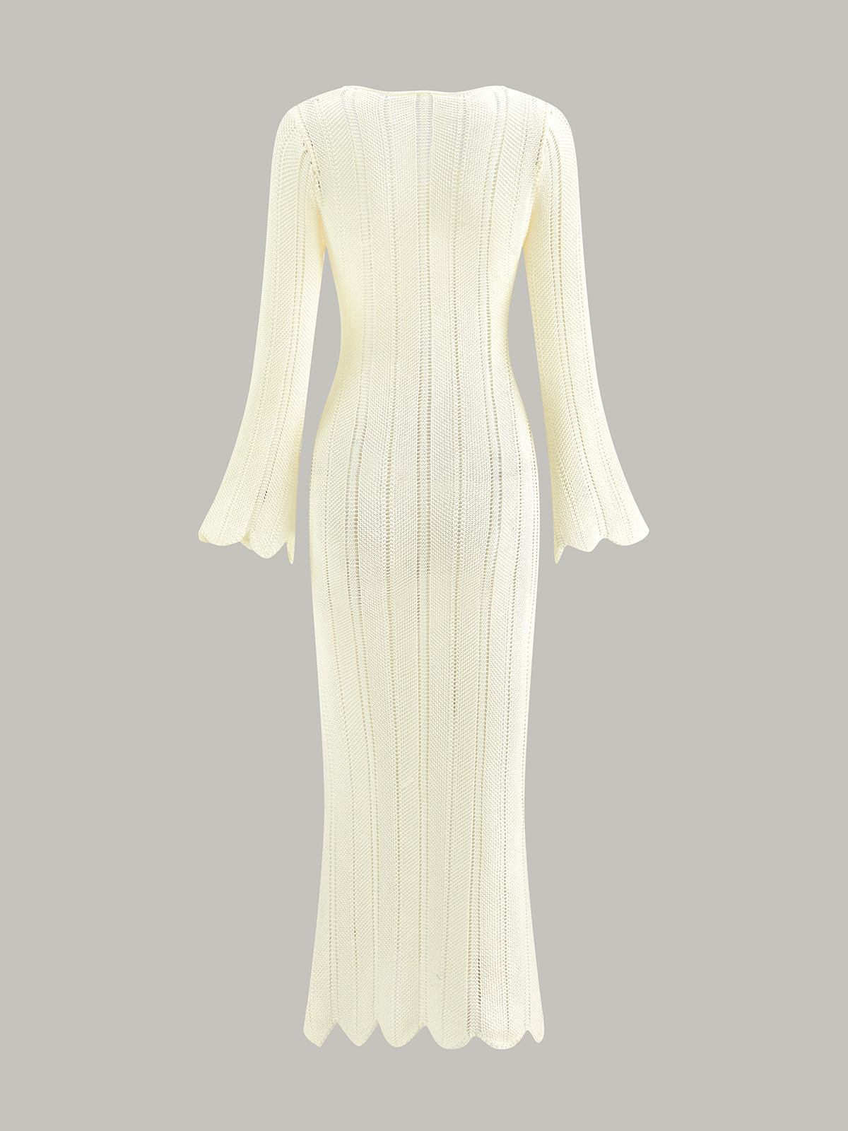 Hollow Ruffle Slim Maxi Sweater Dress