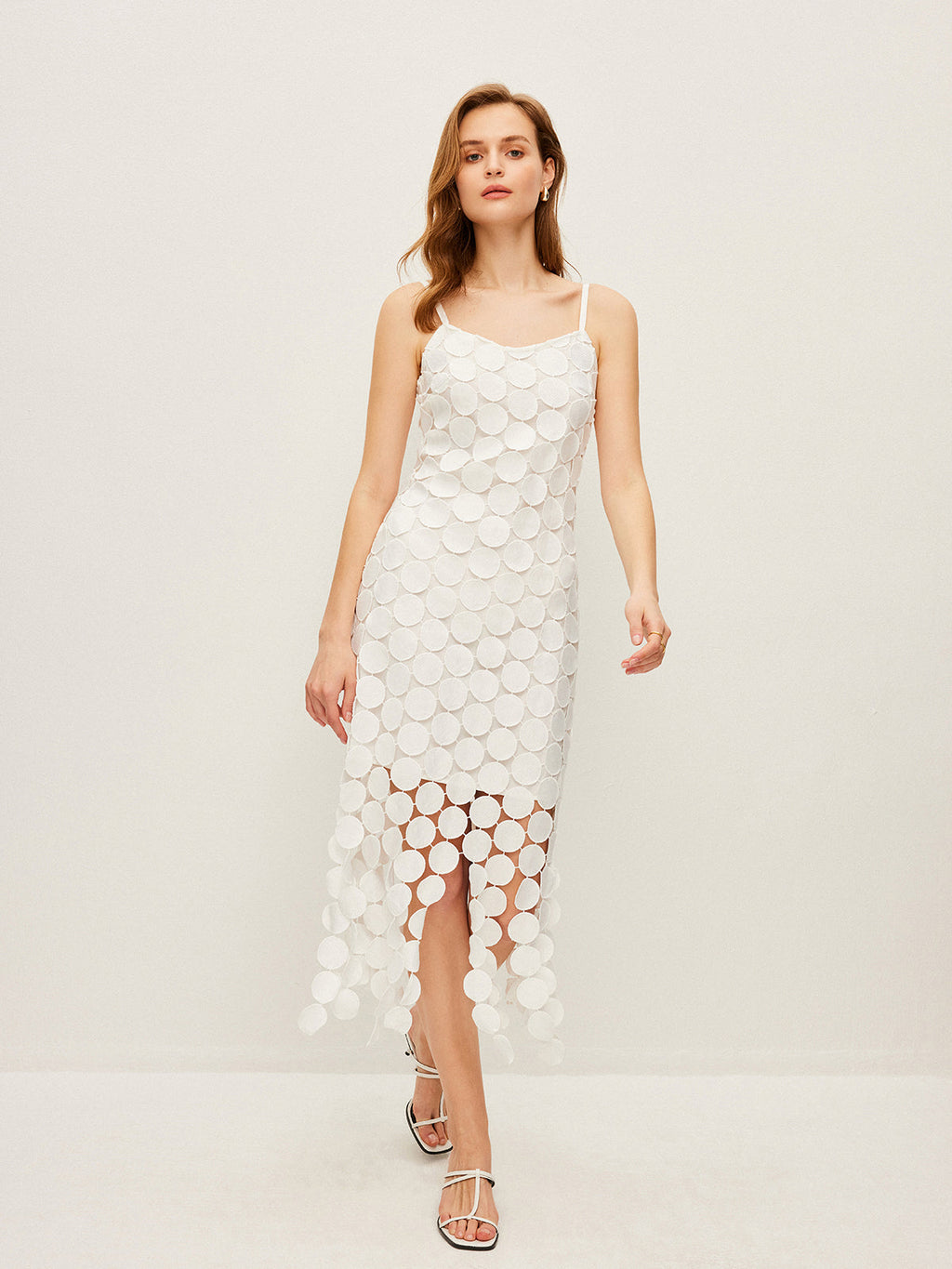Laser Cut Multi Circle Double Layer Cami Dress
