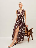 Robe cache-cœur à imprimé abstrait avec taille à nouer