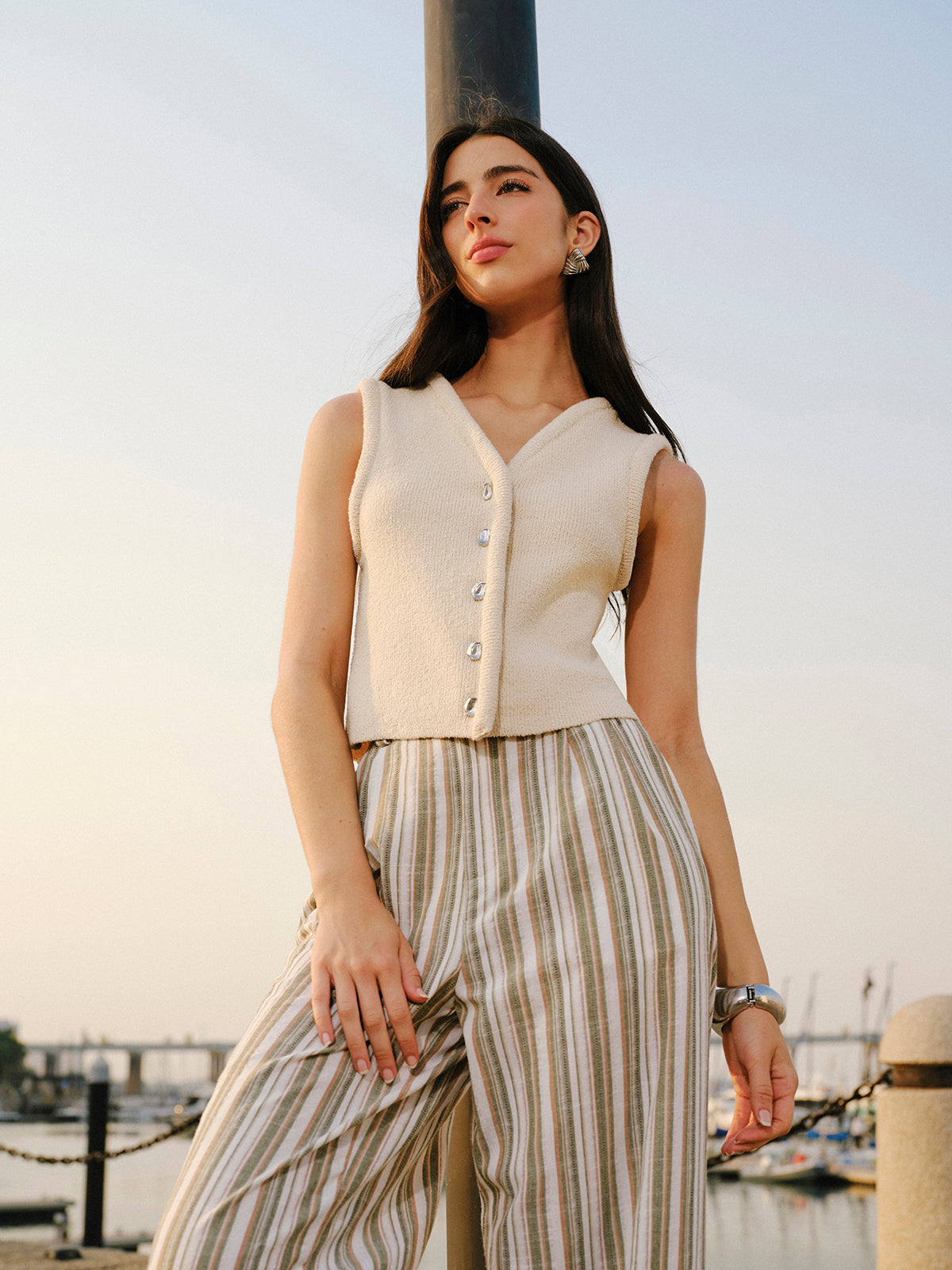 Button Front Sweater Vest