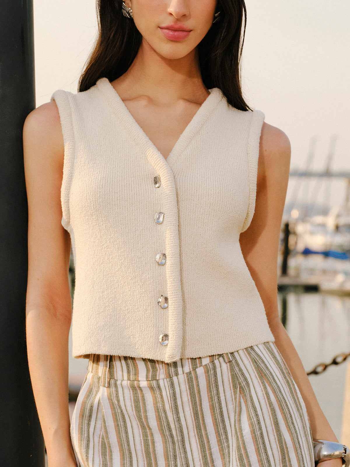 Button Front Sweater Vest