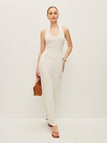 Robe dos nu en maille semi-transparente