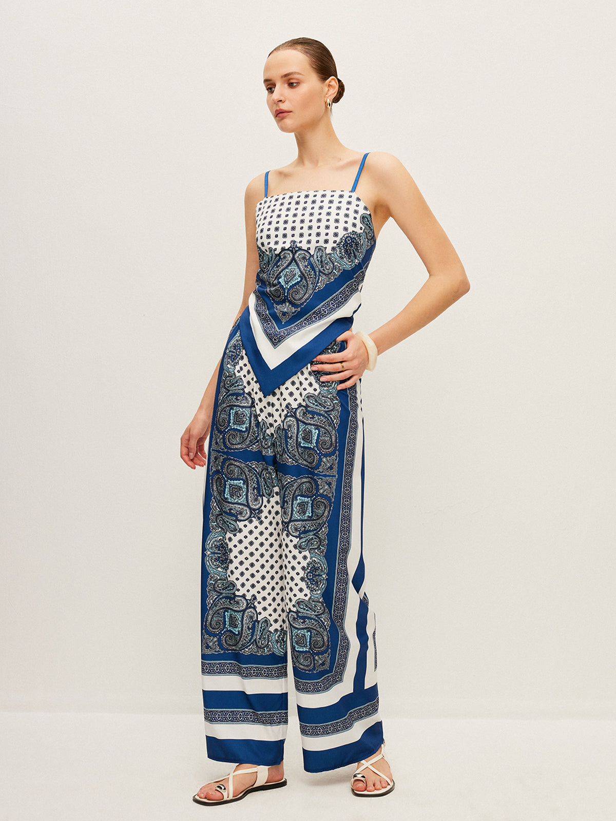 Back Tie Printed Pants Set