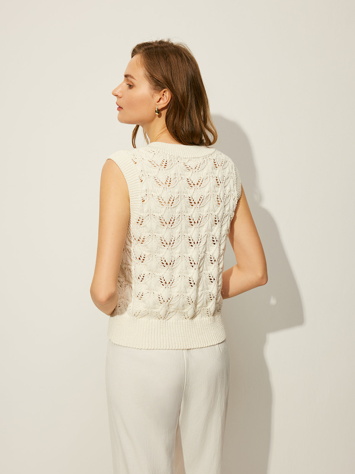 Crochet Floral V-Neck Sweater Vest