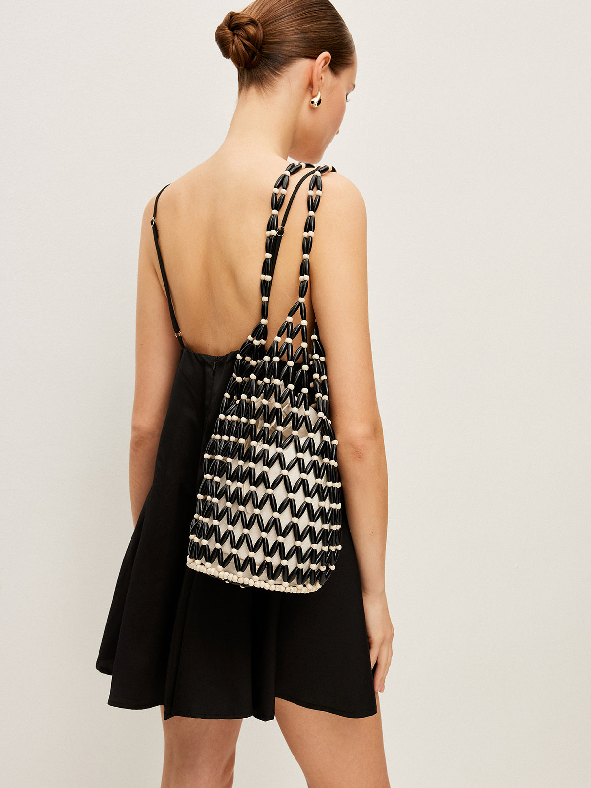 Sac fourre-tout tissé à perles 