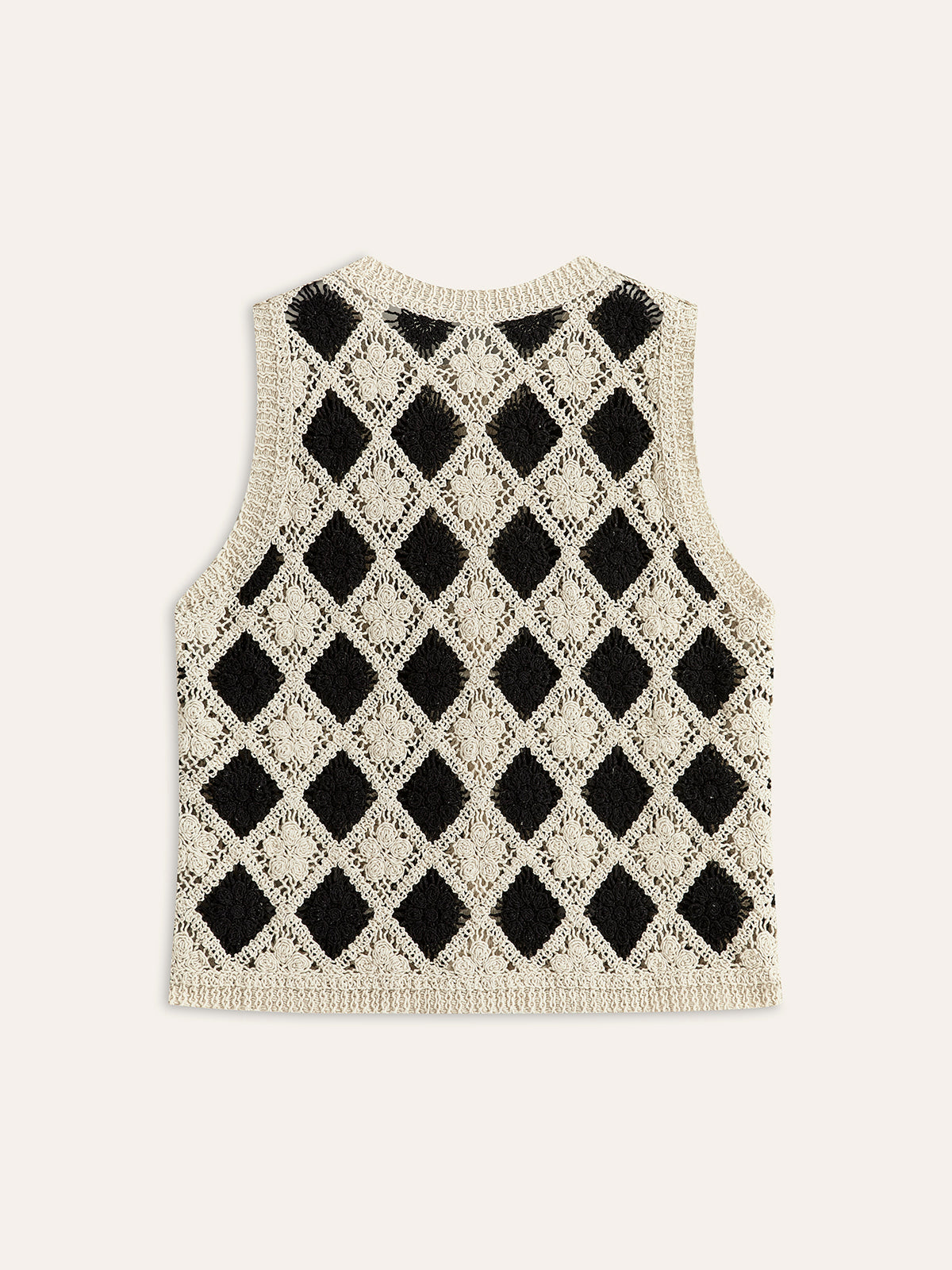 Embroidered Diamond Pattern Knit Vest
