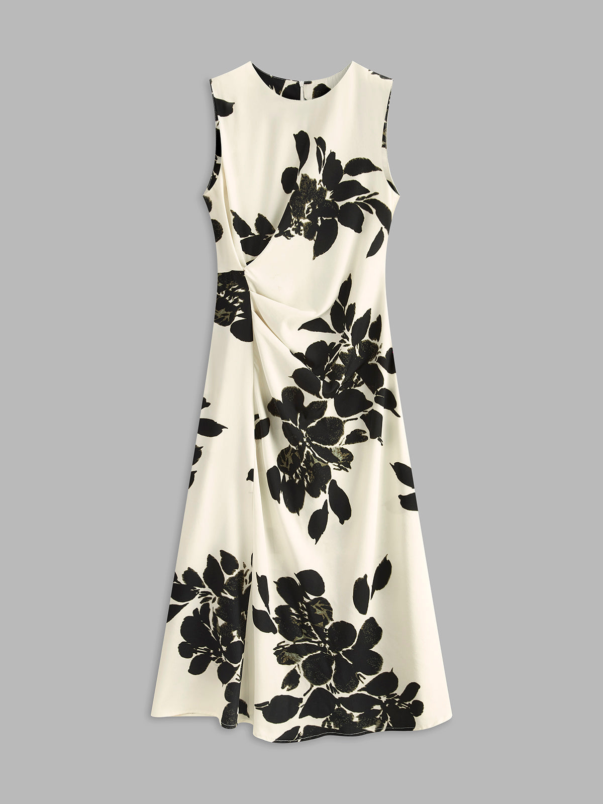 Ärmelloses Faltenkleid mit Blumenmuster