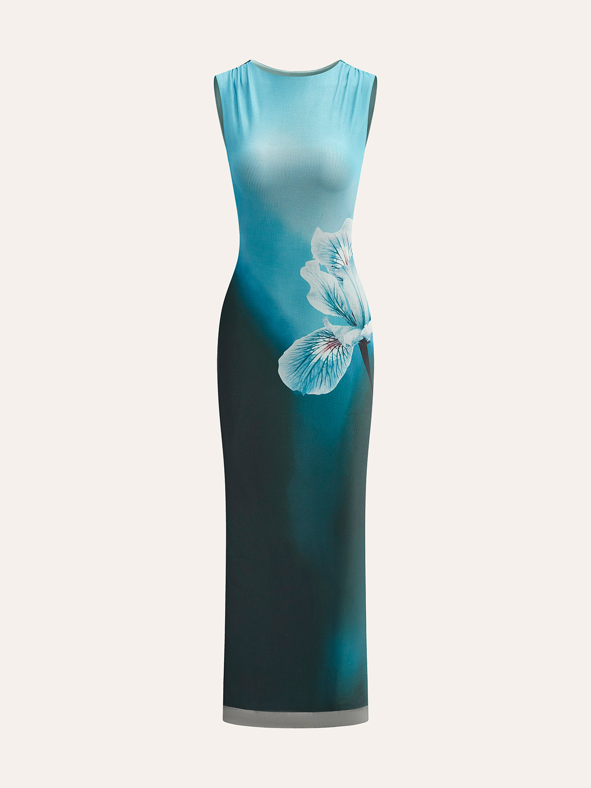 Ärmelloses rückenfreies Kleid mit Blumenmuster