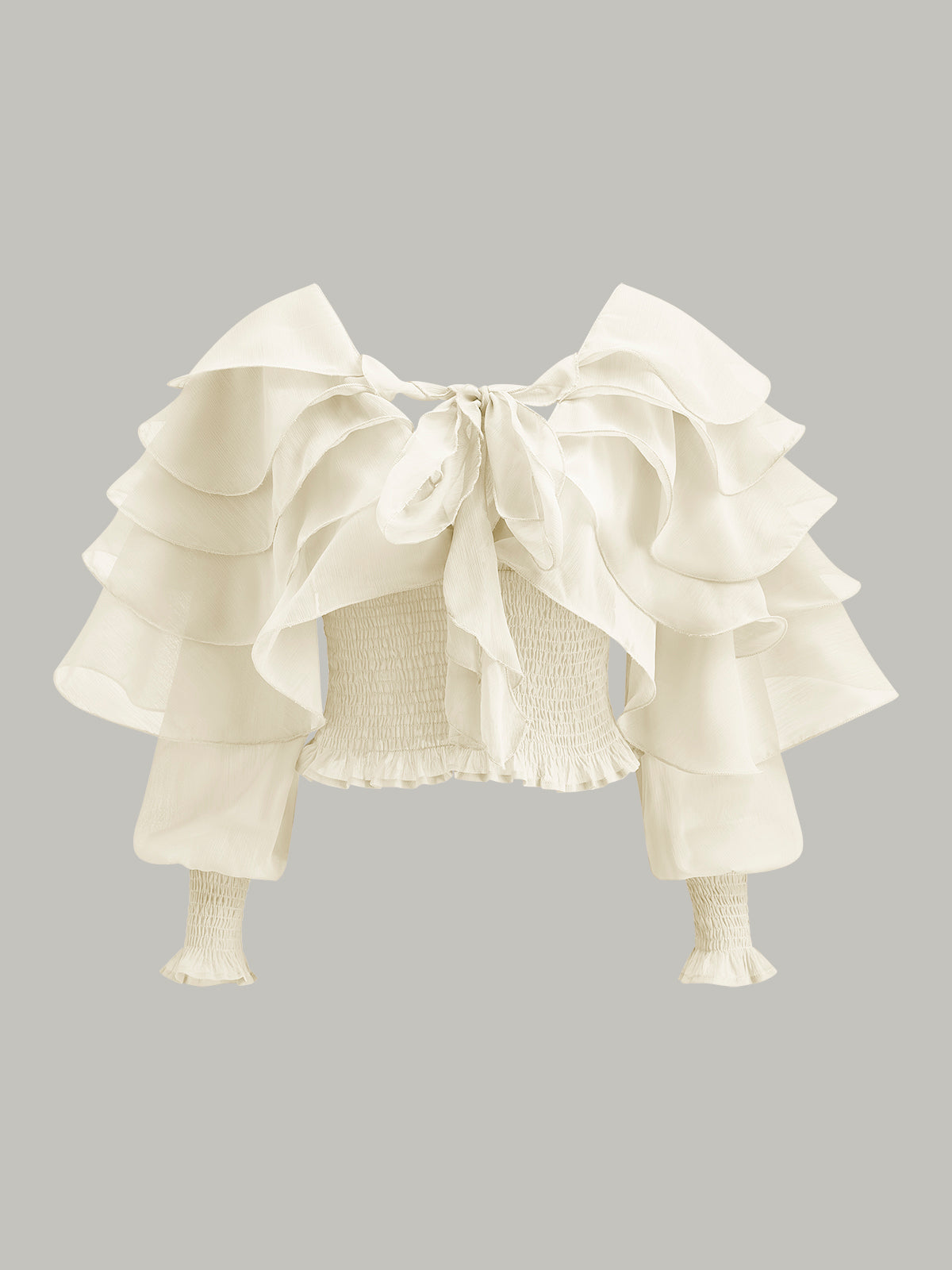 Semi-Sheer Chiffon Ruffle Backless Top