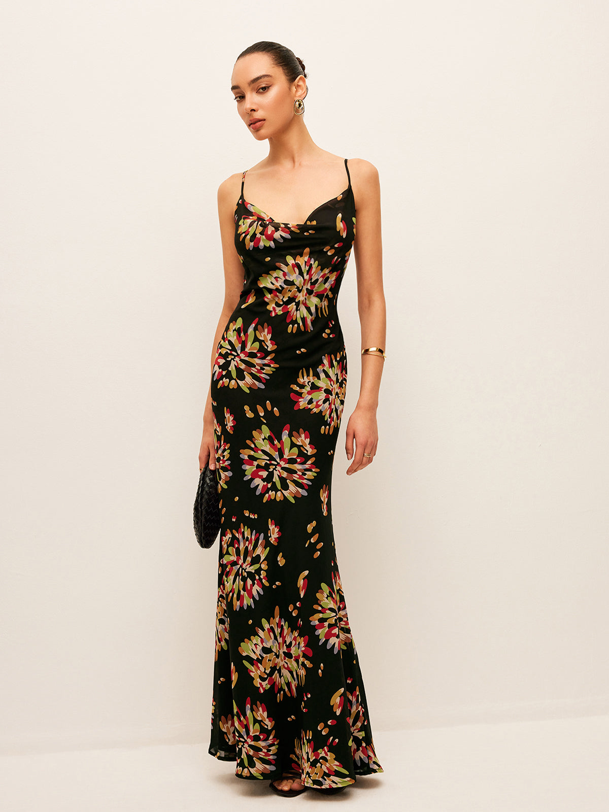 Halbtransparentes Chiffon-Cami-Kleid im Boho-Stil mit Bindebändern am Rücken 