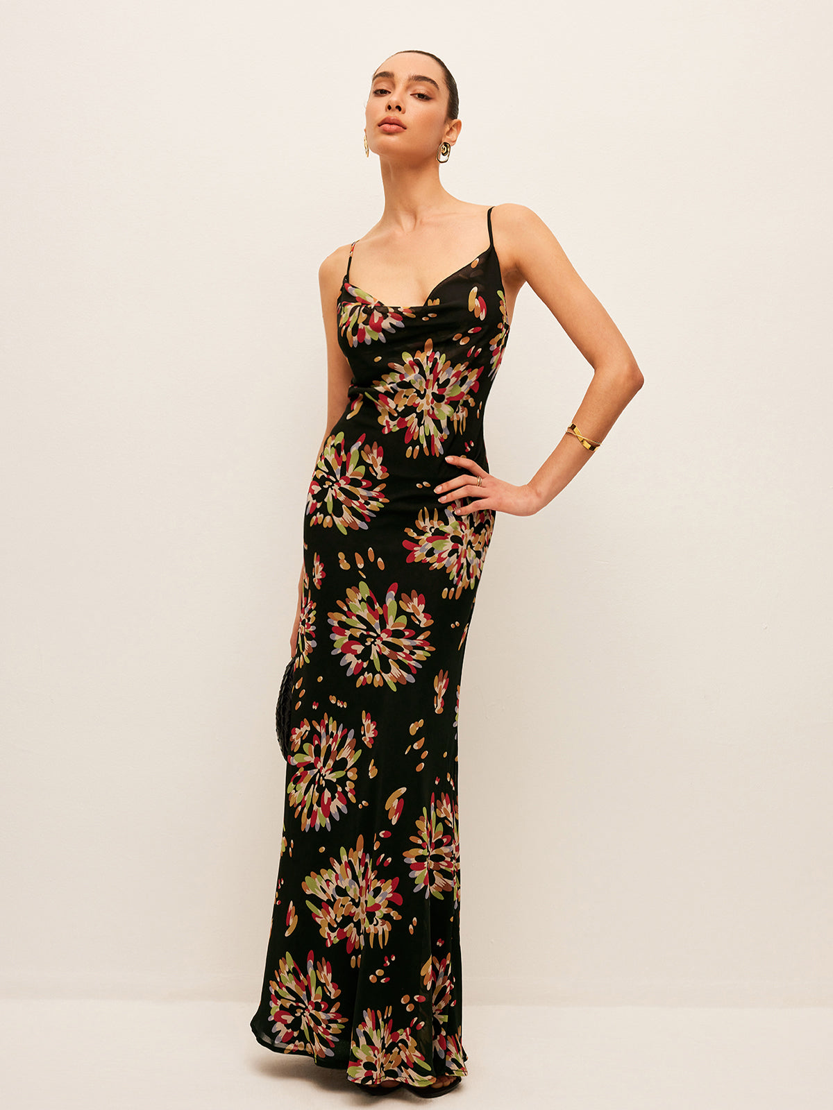 Halbtransparentes Chiffon-Cami-Kleid im Boho-Stil mit Bindebändern am Rücken 