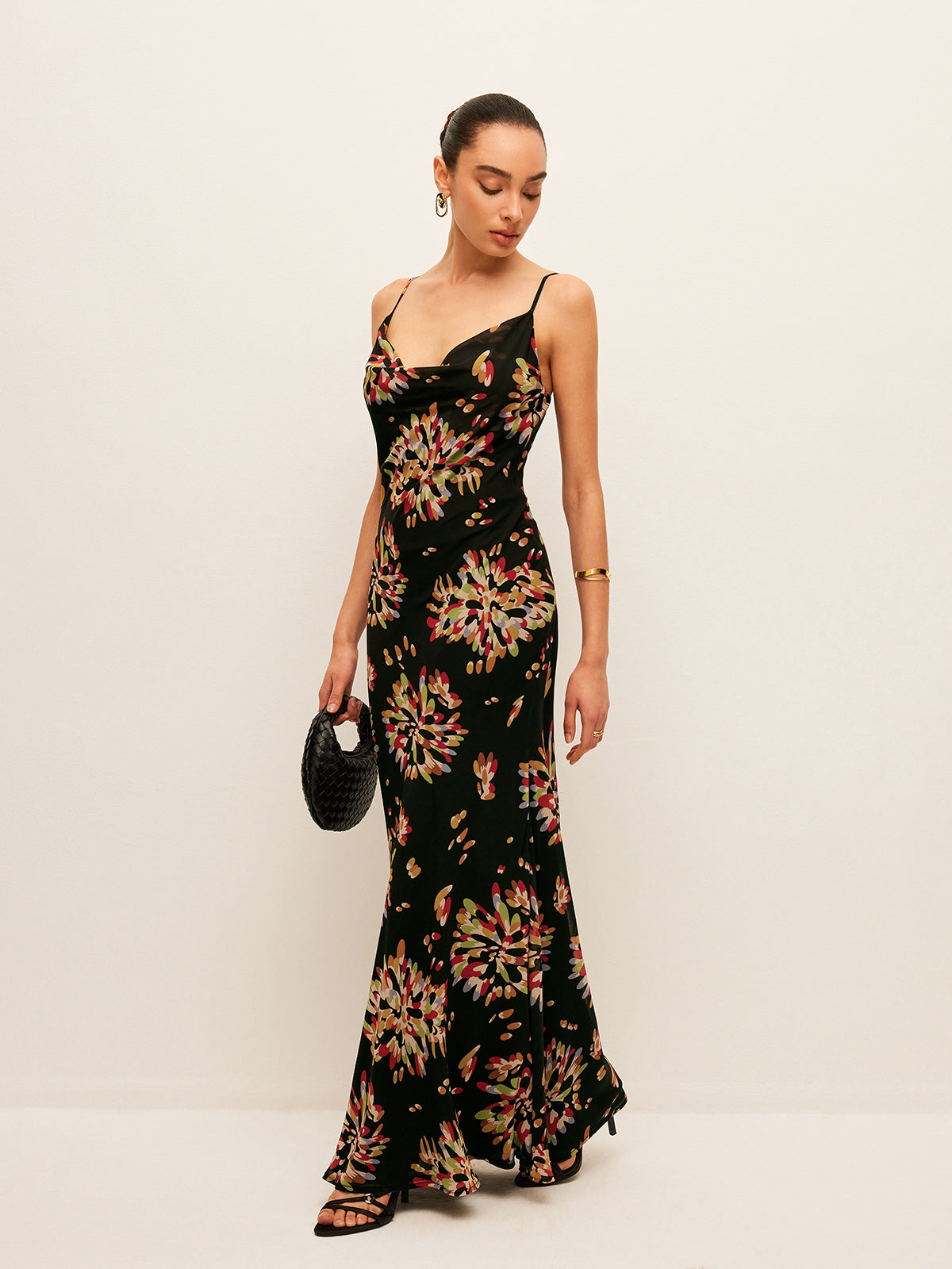 Halbtransparentes Chiffon-Cami-Kleid im Boho-Stil mit Bindebändern am Rücken 