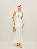 Semi-Sheer Halter Keyhole Dress