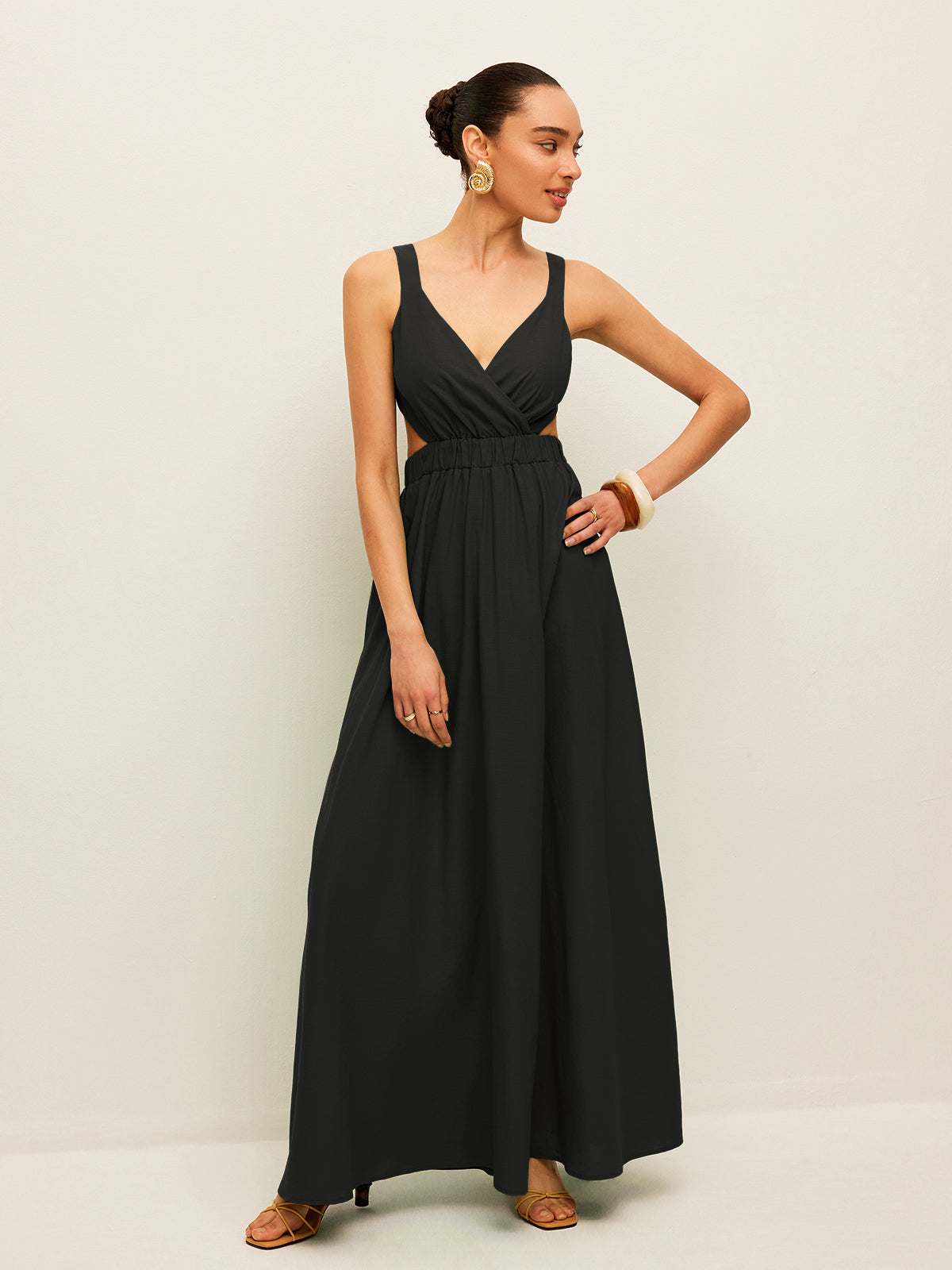 Kleid aus Baumwolle und Leinen mit Rückenbindedetails 