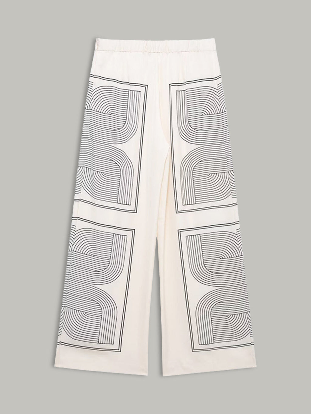 Hose mit weitem Bein, mittelhohem Bund und geometrischem Muster
