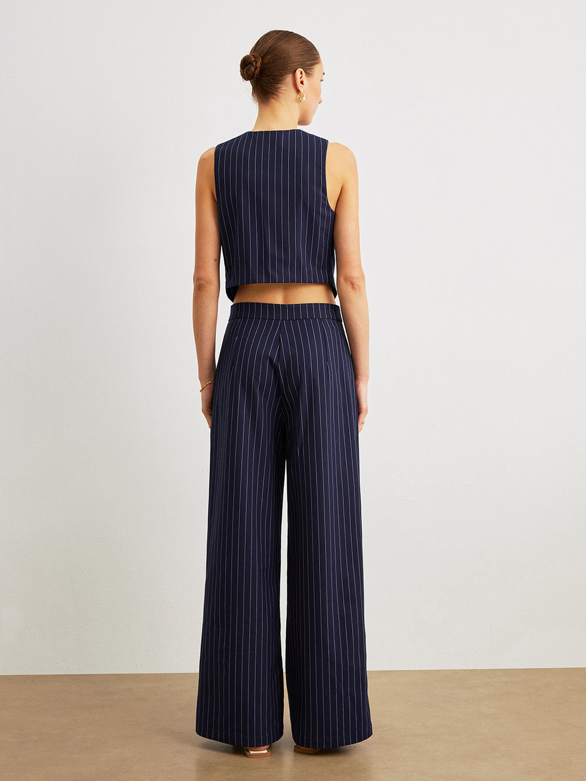 Pinstripe Pants Set With Pockets