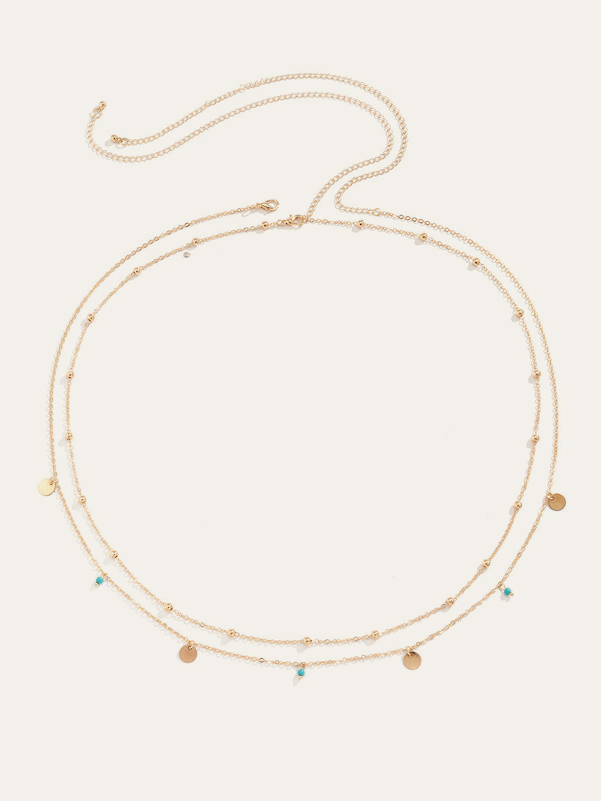 Ceinture double couche en alliage à perles colorées 