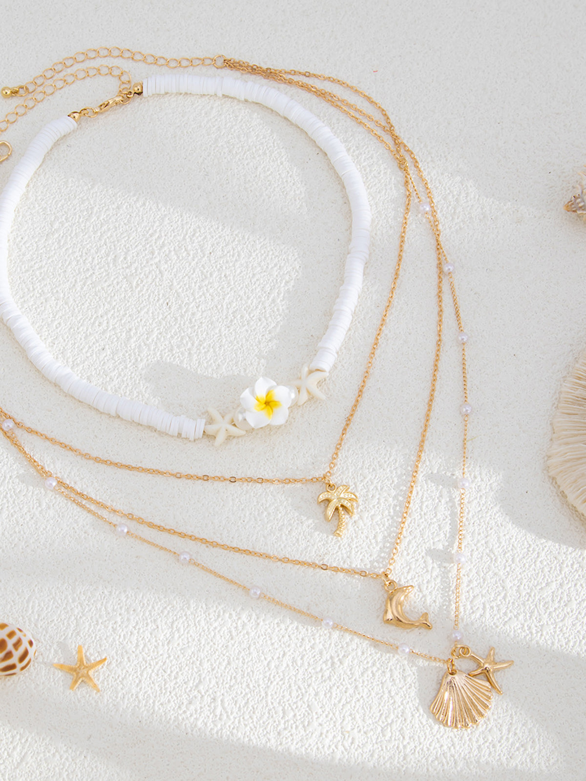 Collier multicouche style plage en alliage 