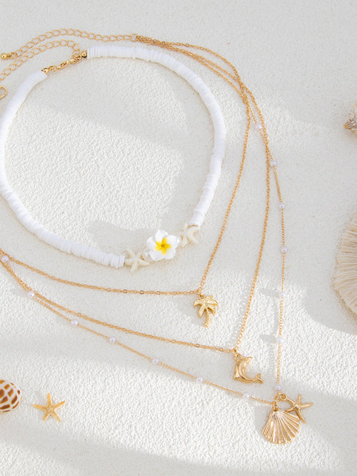 Alloy Blend Beach Style Multi-Layer Necklace