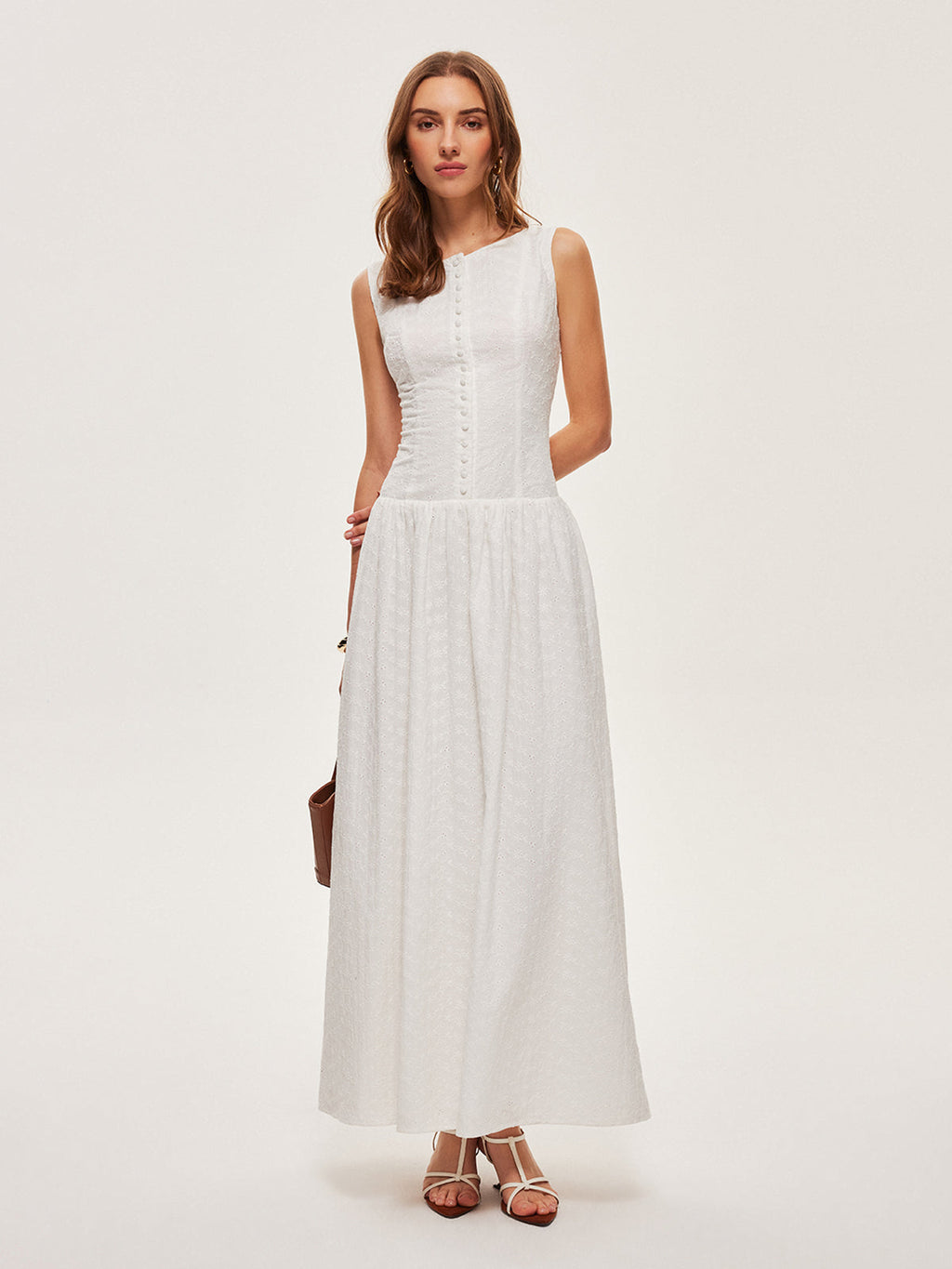 Ärmelloses Baumwollkleid mit Knopfleiste