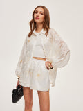 Ensemble short fleuri semi-transparent