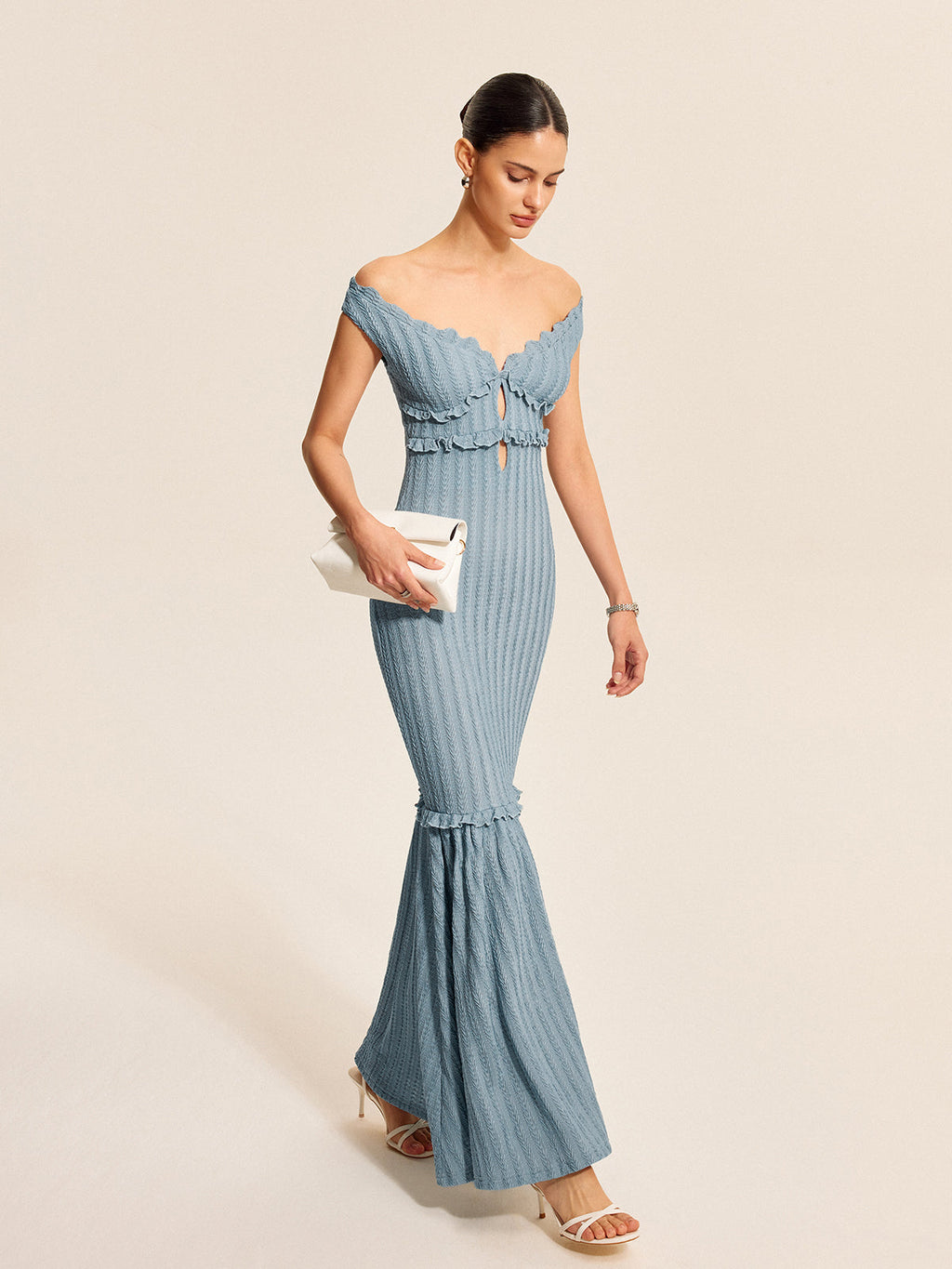 Off-Shoulder-Kleid mit Rüschendetail
