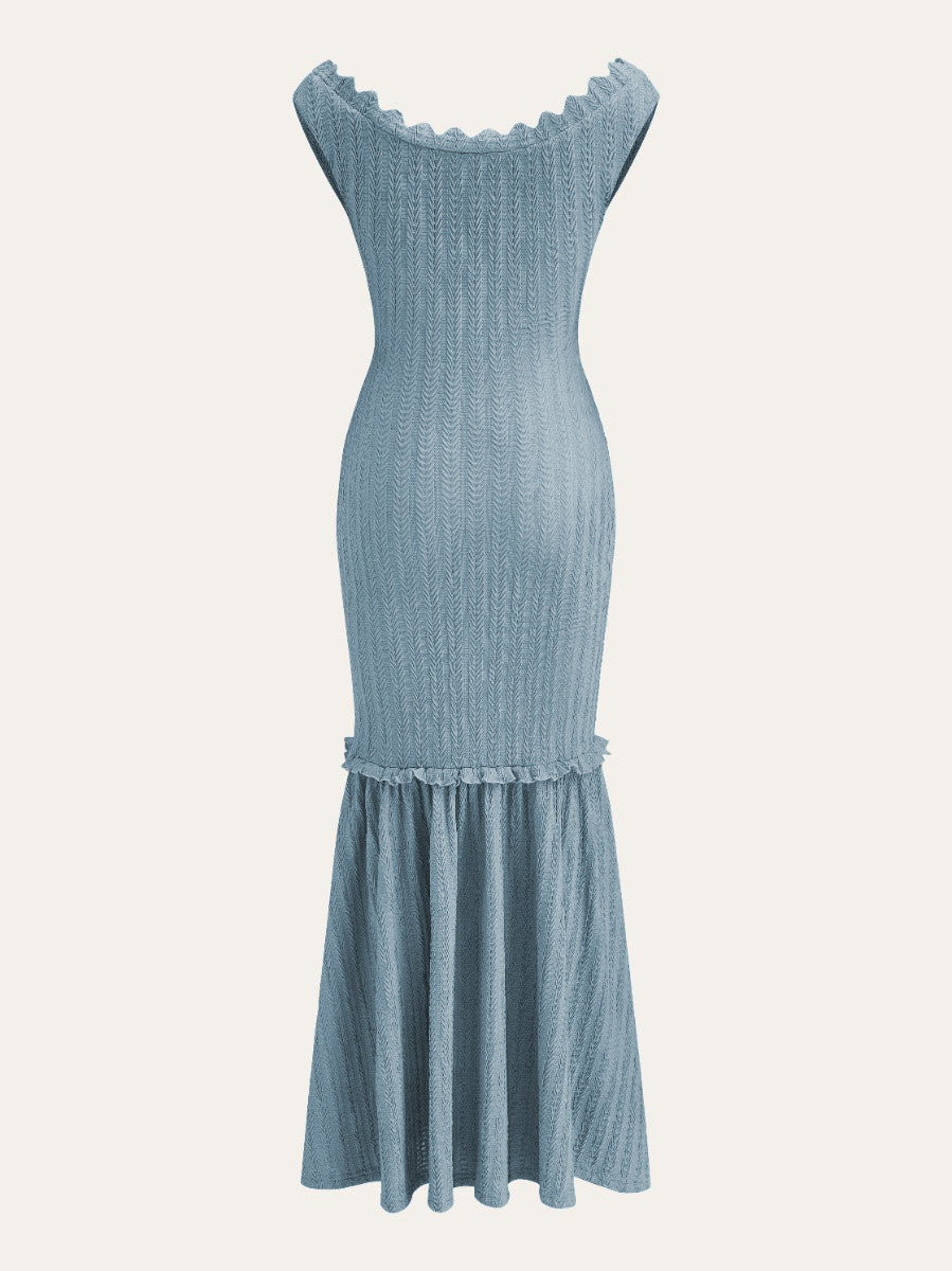 Kleid mit schulterfreiem Rüschenausschnitt