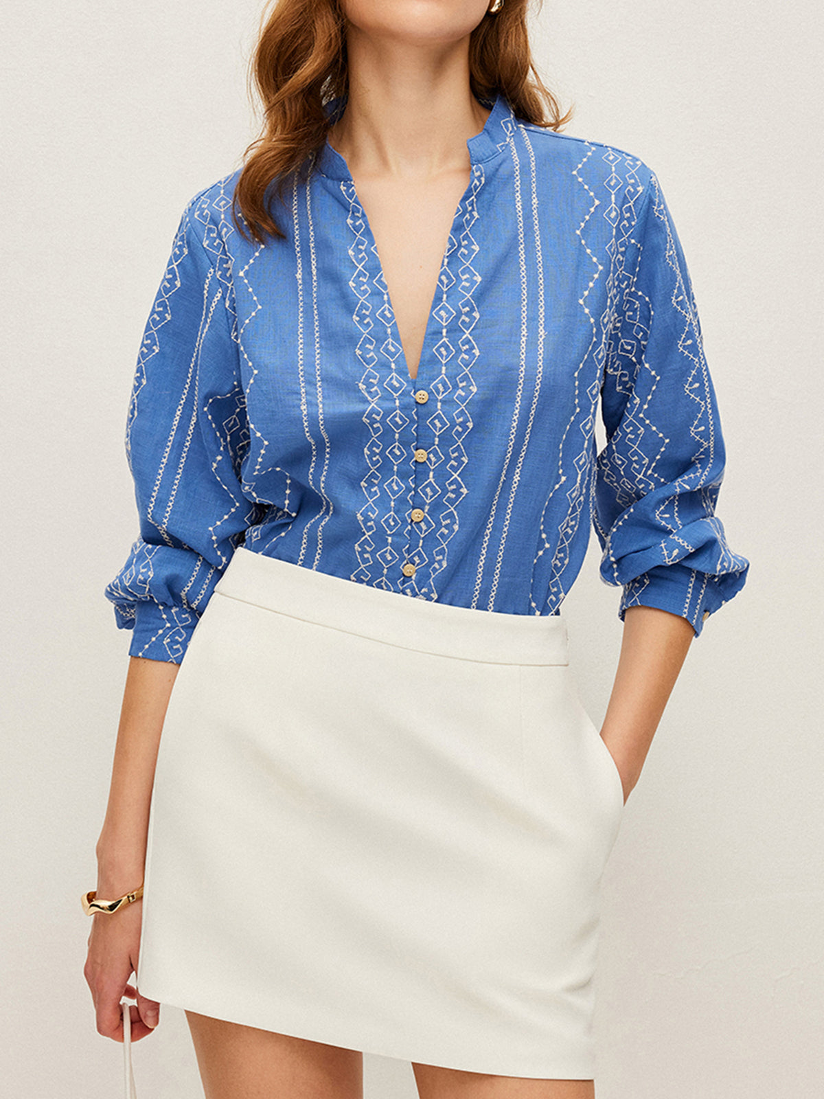 Besticktes Button-Down-Hemd