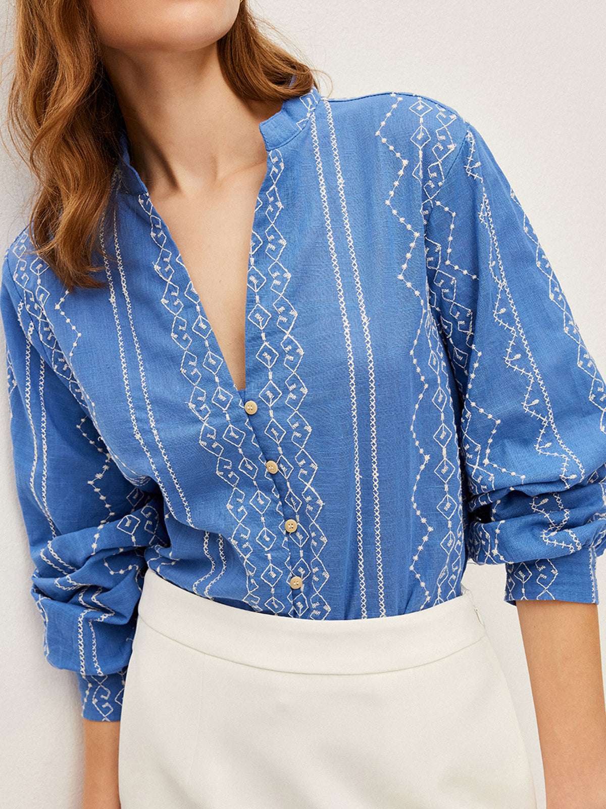 Besticktes Button-Down-Hemd