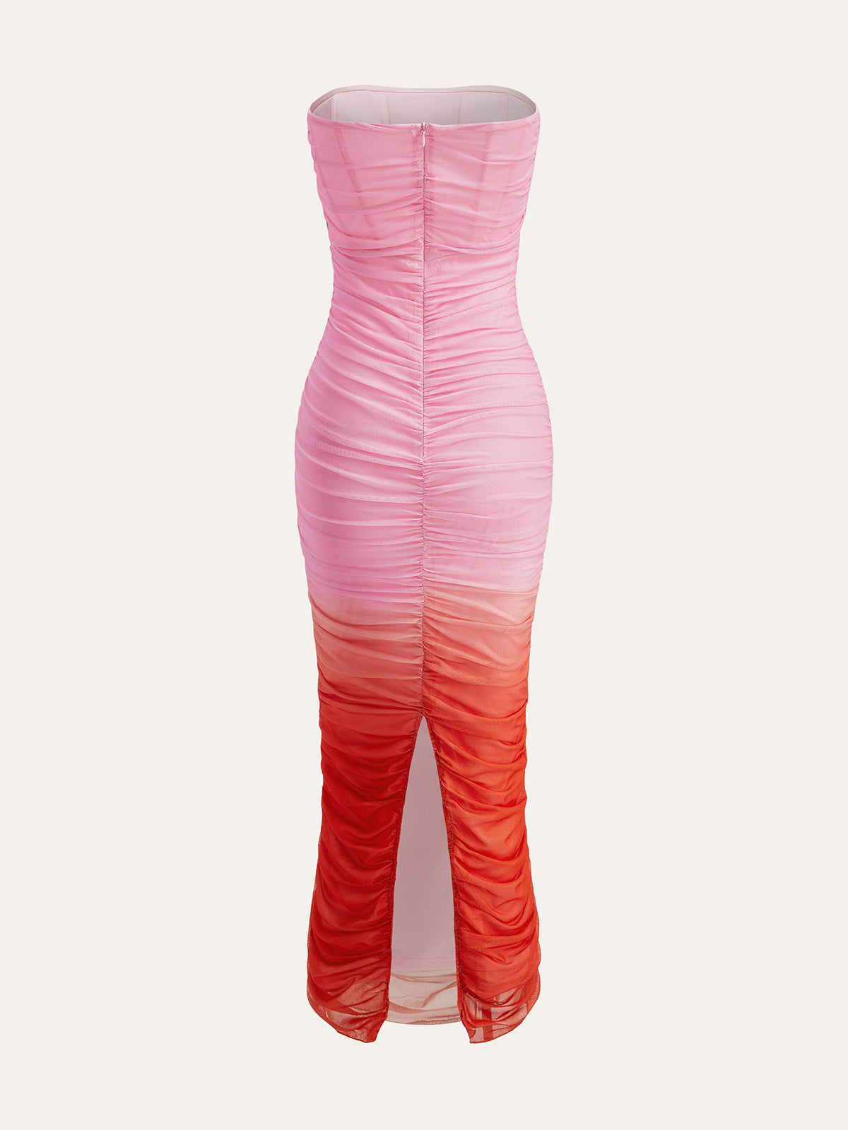 Color-Block-Kleid mit Stufengradient, Neckholder, gerafftem Mesh und Schlitz