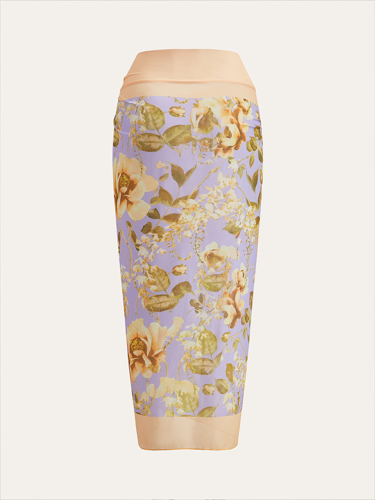 Floral Print Panel Tie-Waist Mesh Cover-Up