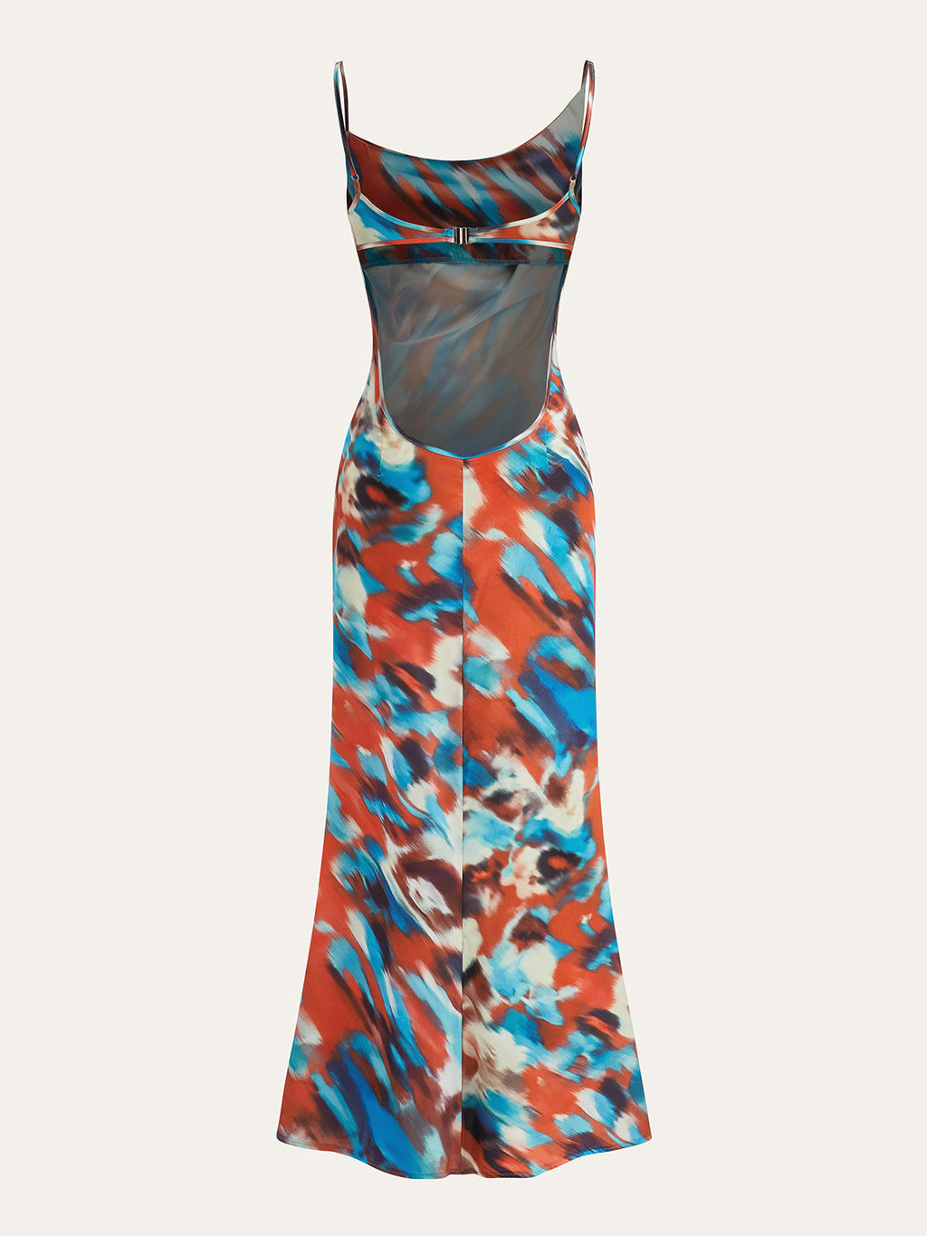 Multi Color Asymmetrical Neck Backless Long Dress