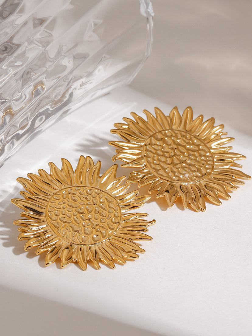 Goldene Sonnenblumen-Ohrringe