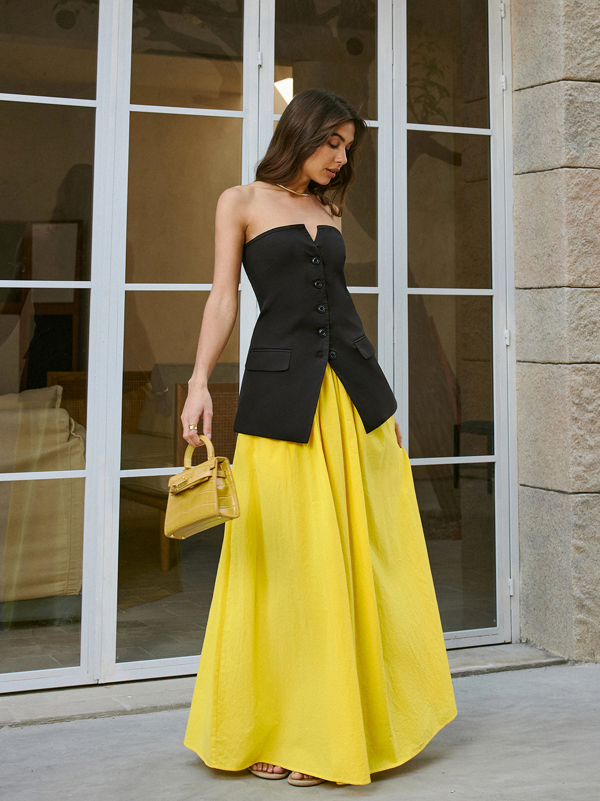 Baumwollrock mit Taschendetails 