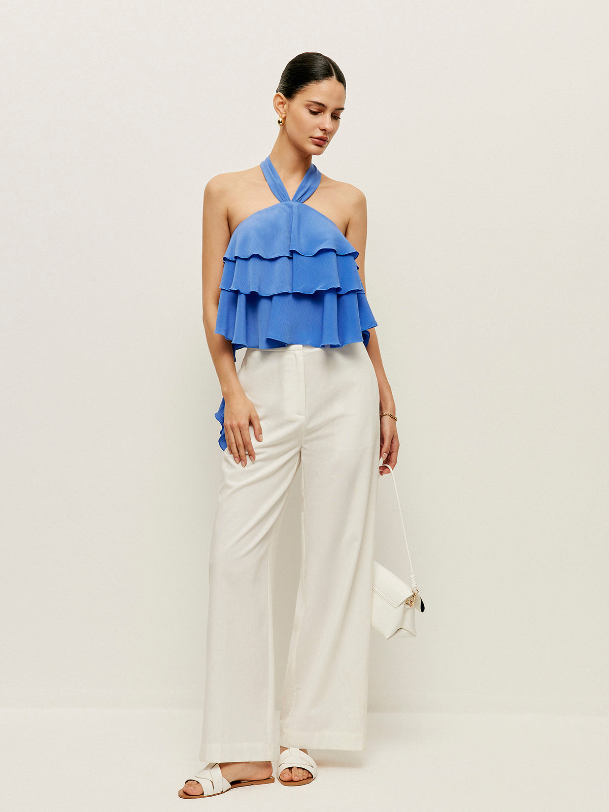 Halter Neck Ruffled Top