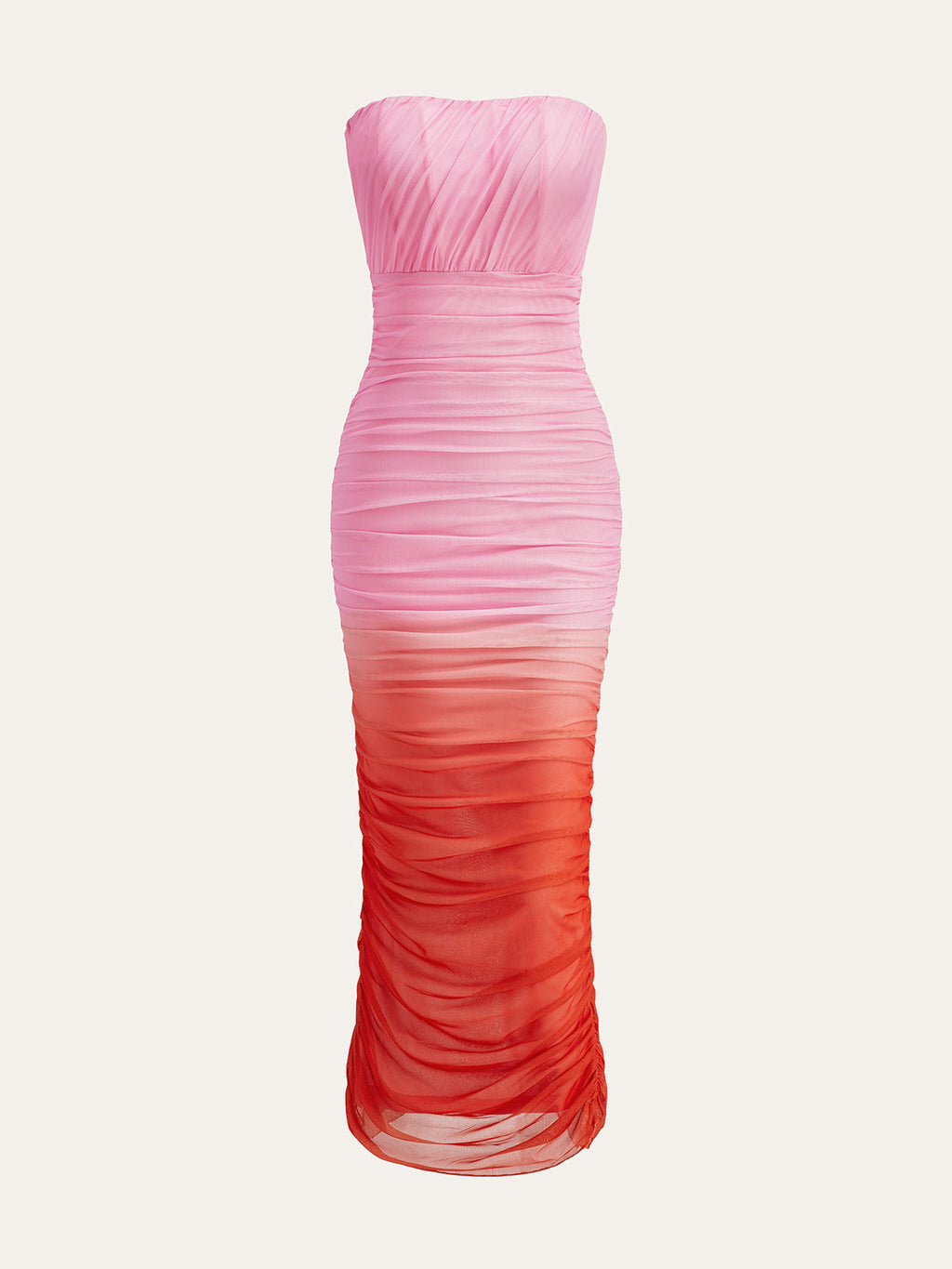 Color-Block-Kleid mit Stufengradient, Neckholder, gerafftem Mesh und Schlitz