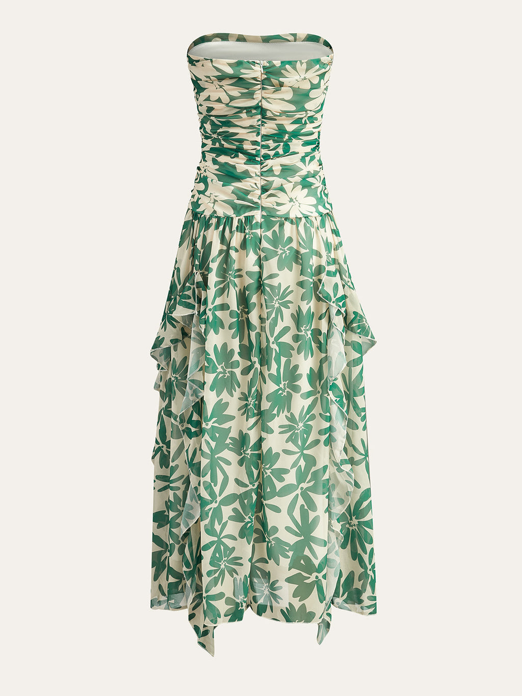 Robe bustier à imprimé floral avec détails volantés