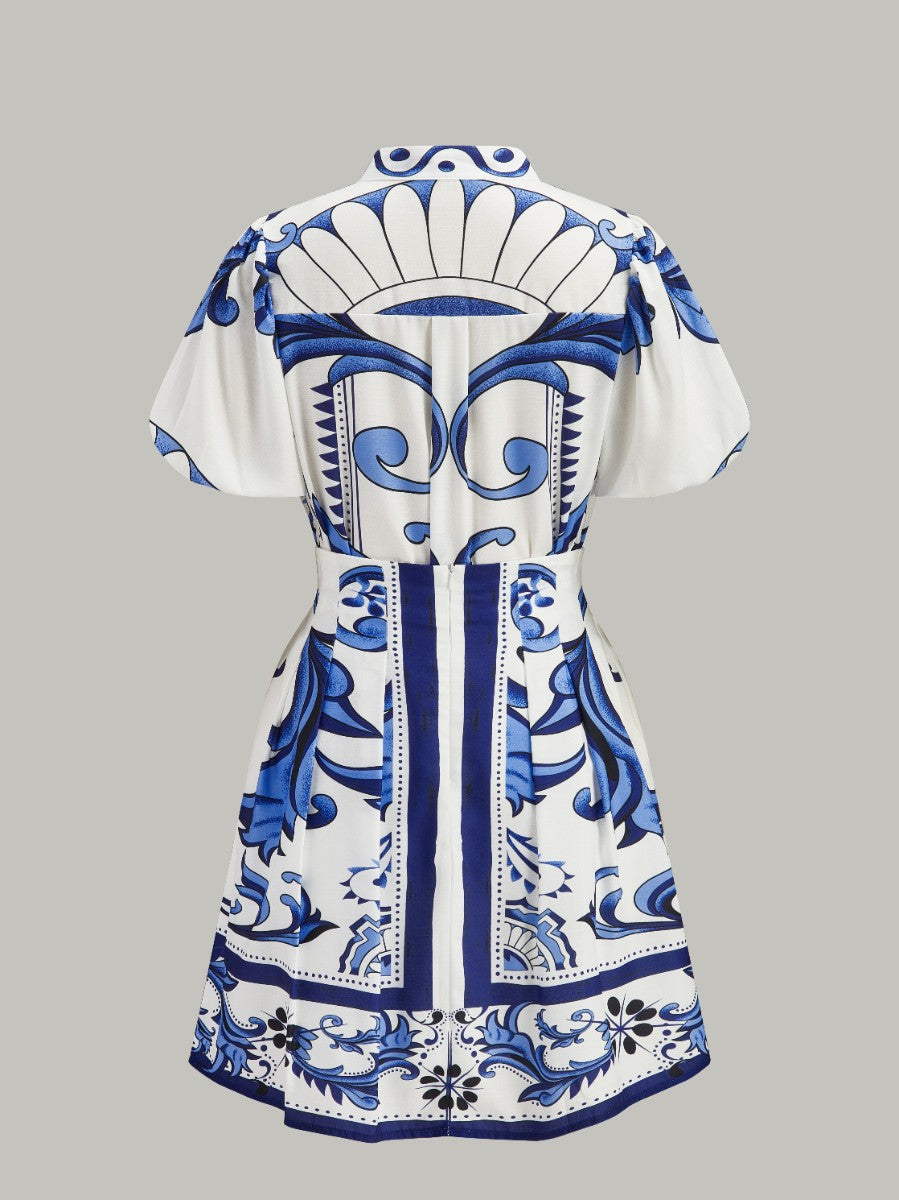 Ensemble jupe à manches bouffantes et imprimé floral avec poches 