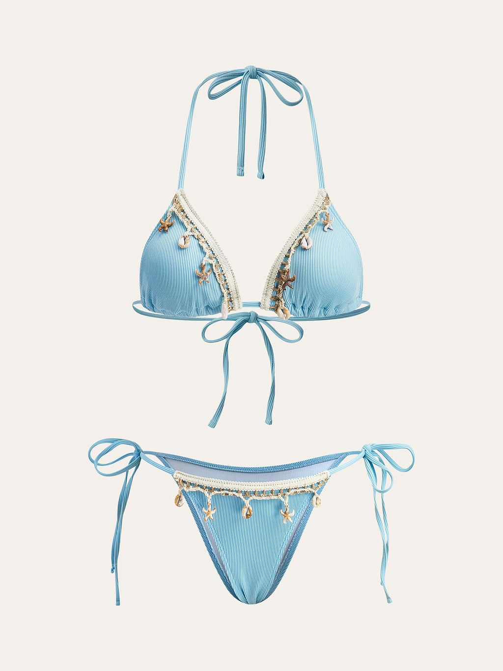 Ensemble bikini à nouer avec coquillages
