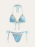 Ensemble bikini à nouer avec coquillages