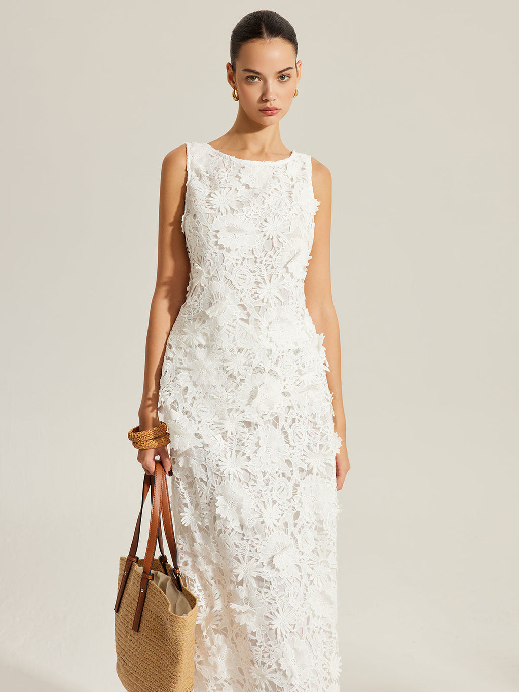 Floral Embroidered Sleeveless Lace Top