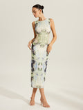 Robe en maille sans manches à imprimé floral