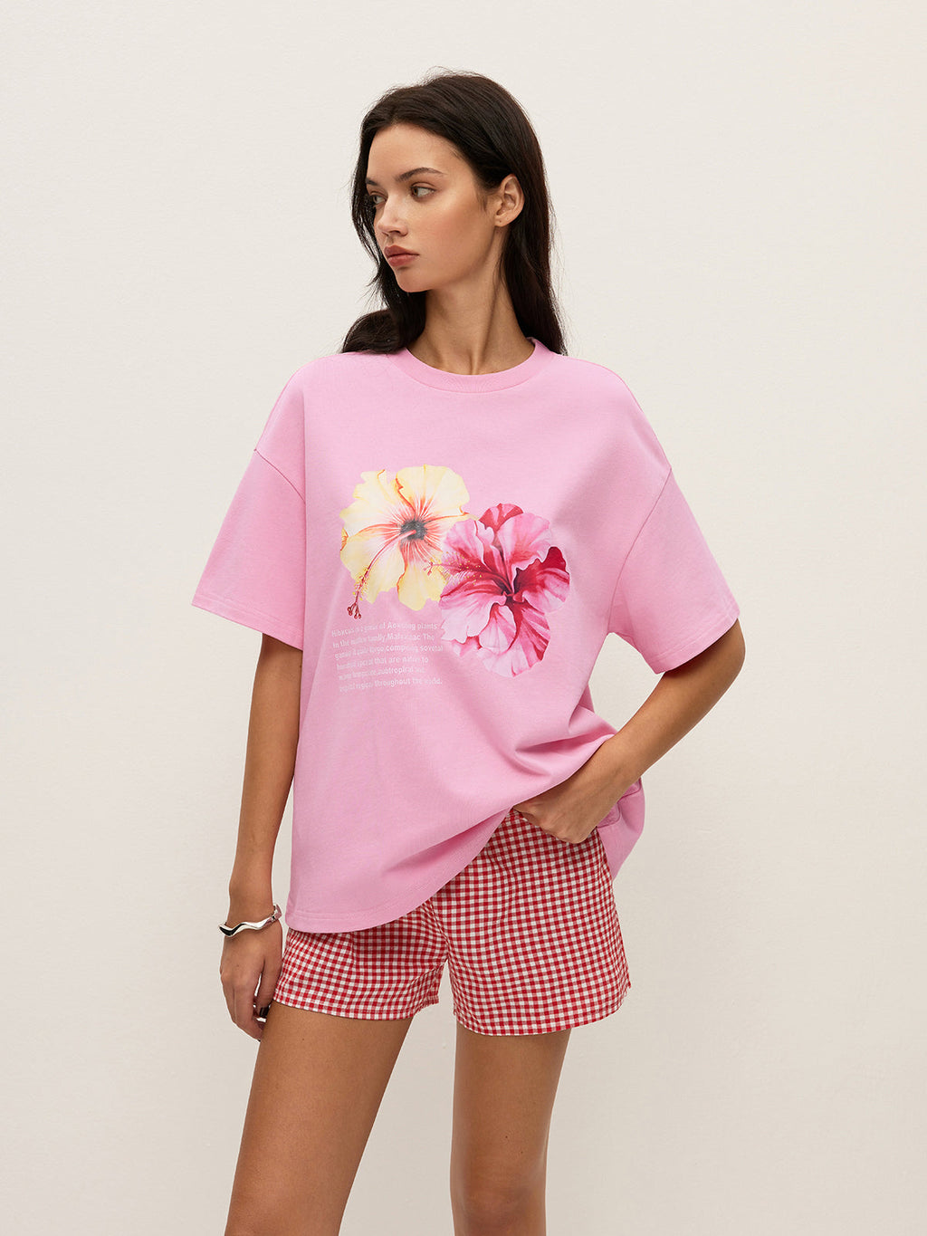 Cotton Floral Graphic Oversized T-Shirt