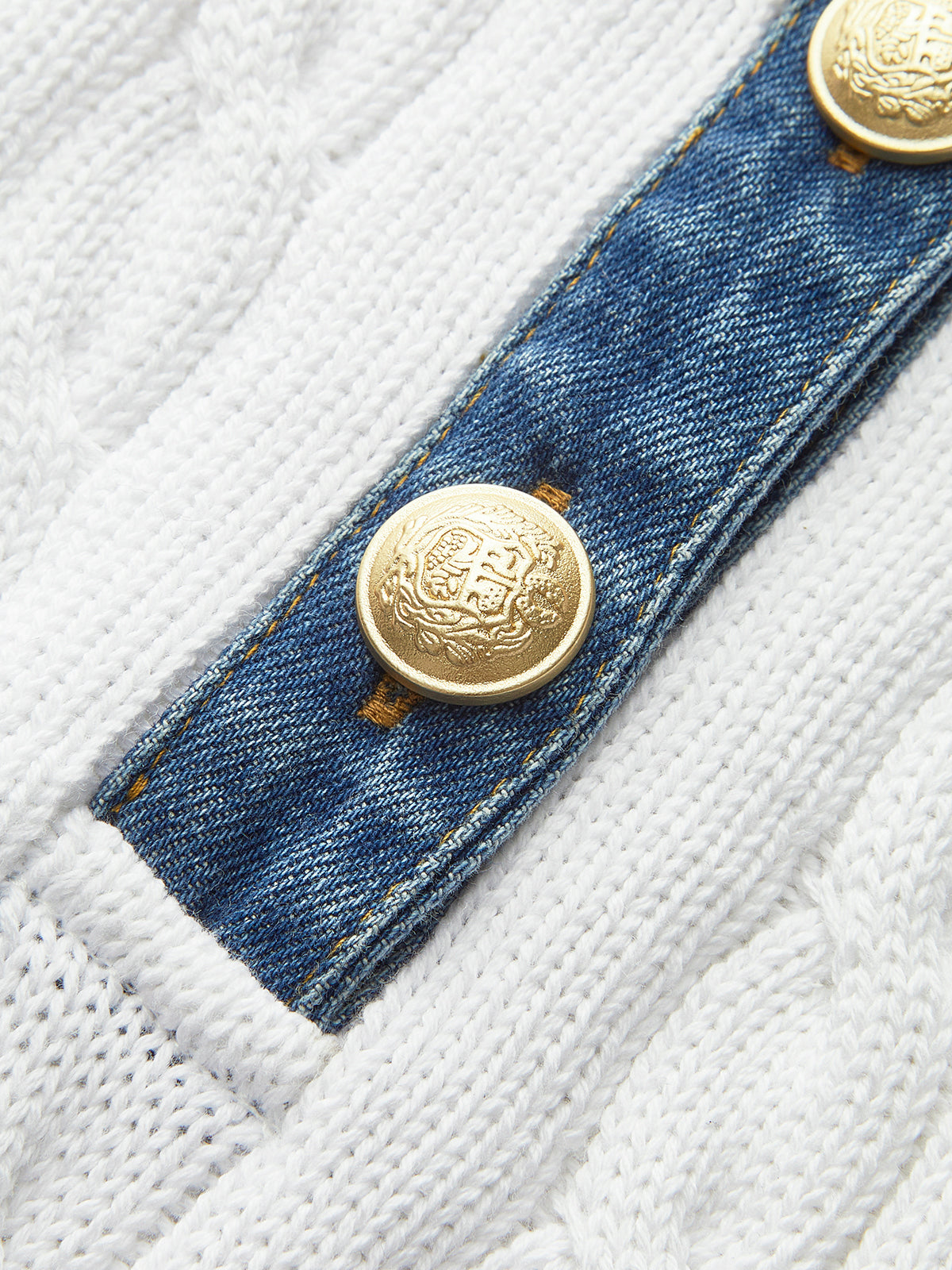 Cotton Denim Collar Knit Top