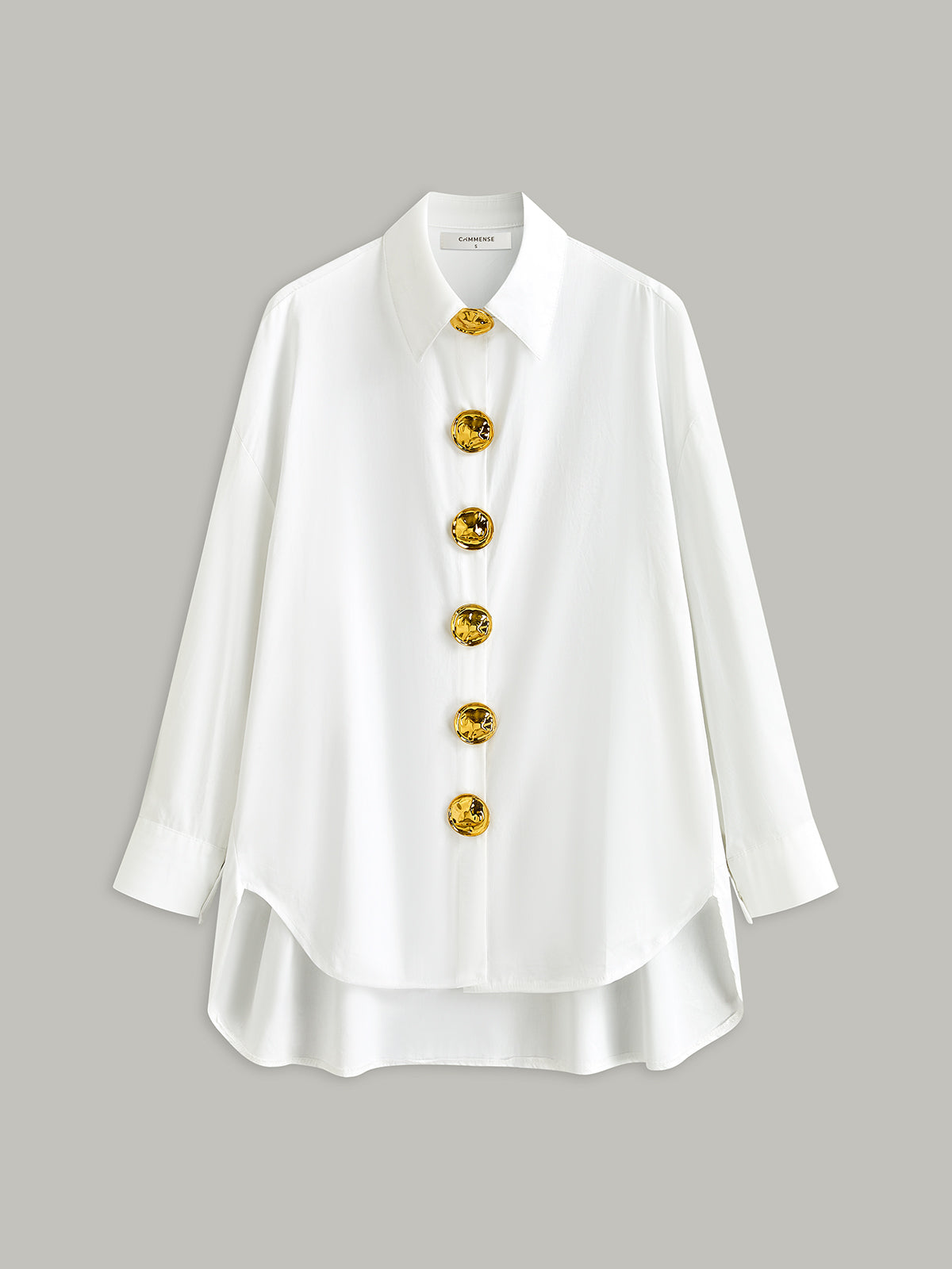 Long-Sleeved Shirt with Gold Buttons
