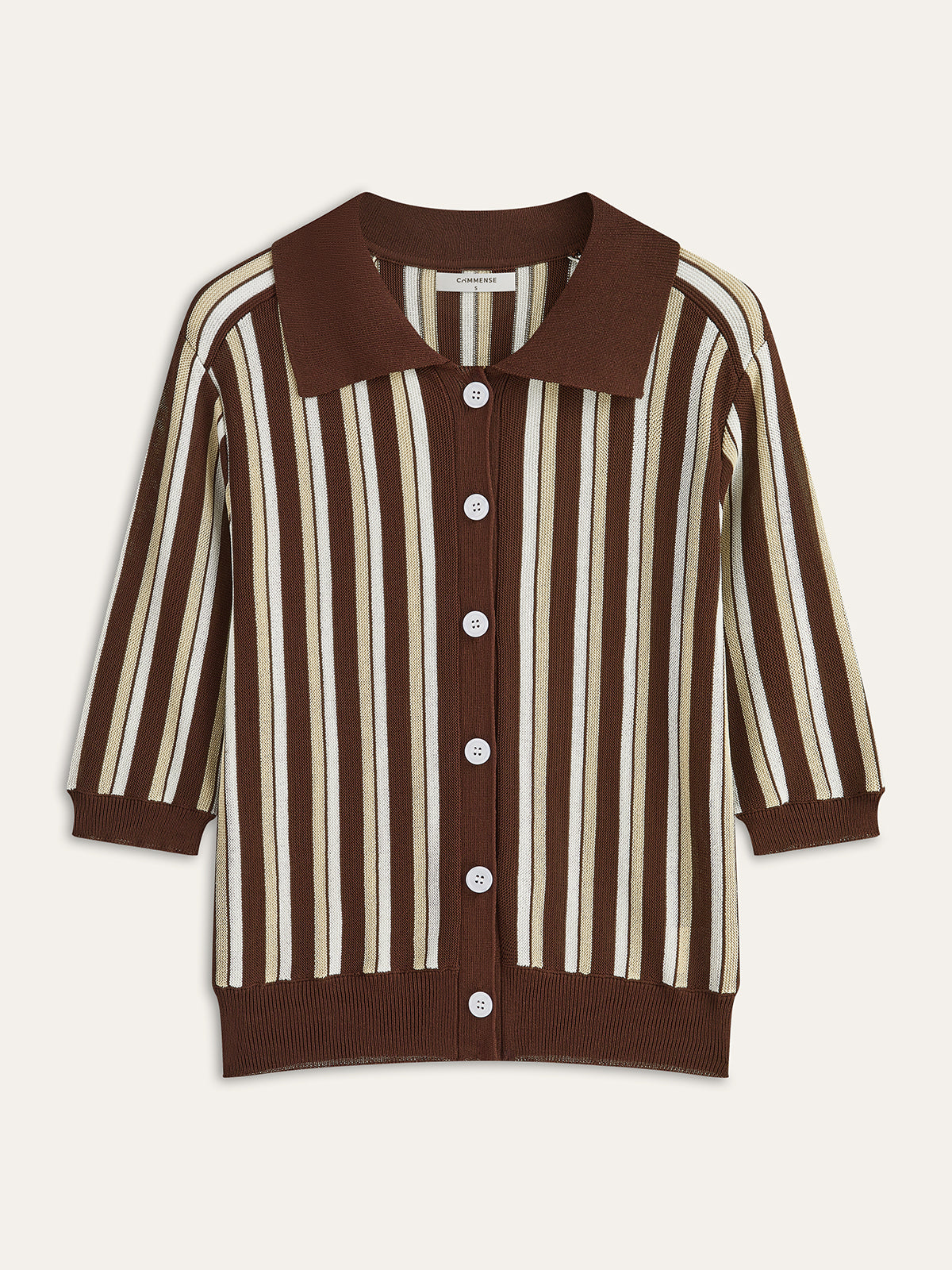 Striped Button-Down Knit Top