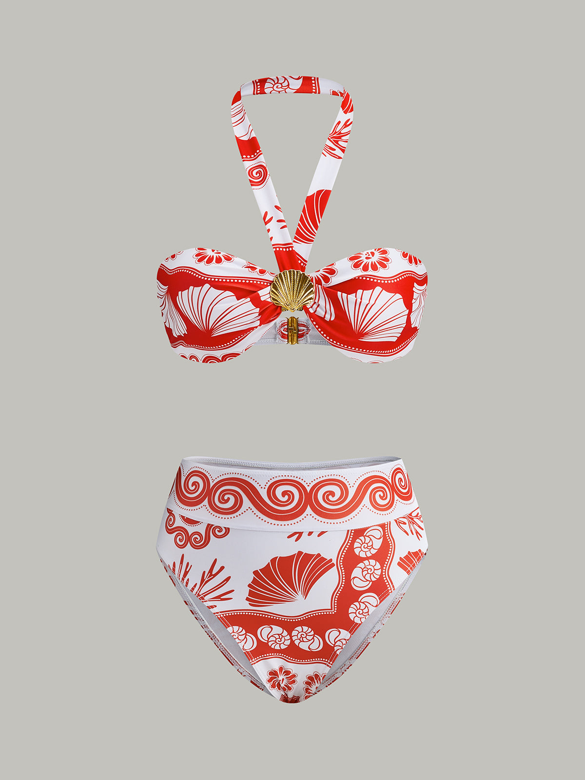 Bikini-Set mit Neckholder-Ausschnitt und Print 