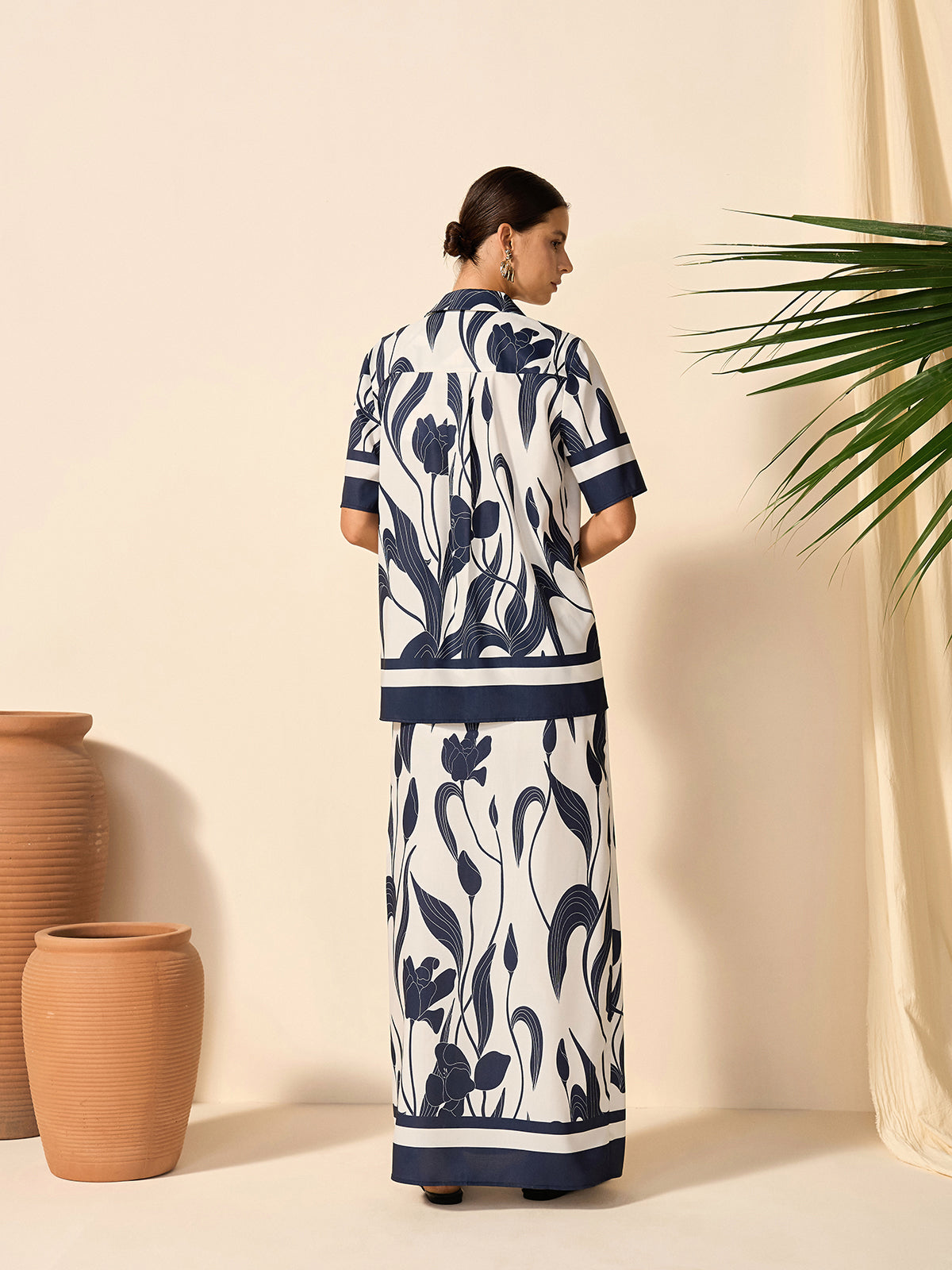 Floral Print Semi-Sheer Button-Up Shirt