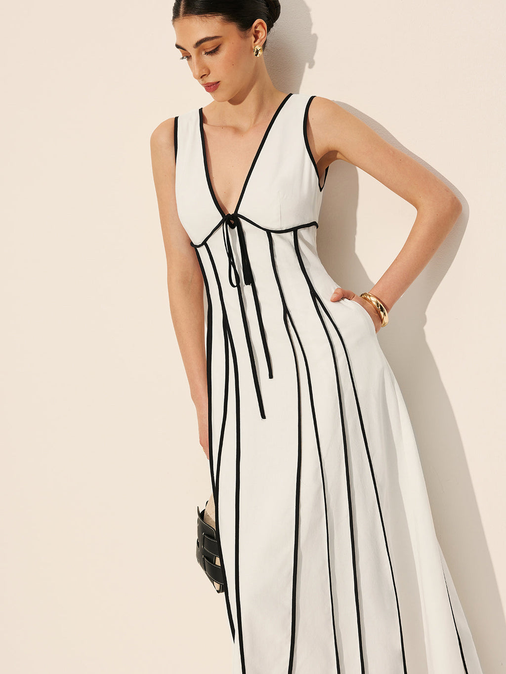 Robe à empiècements contrastants avec poches