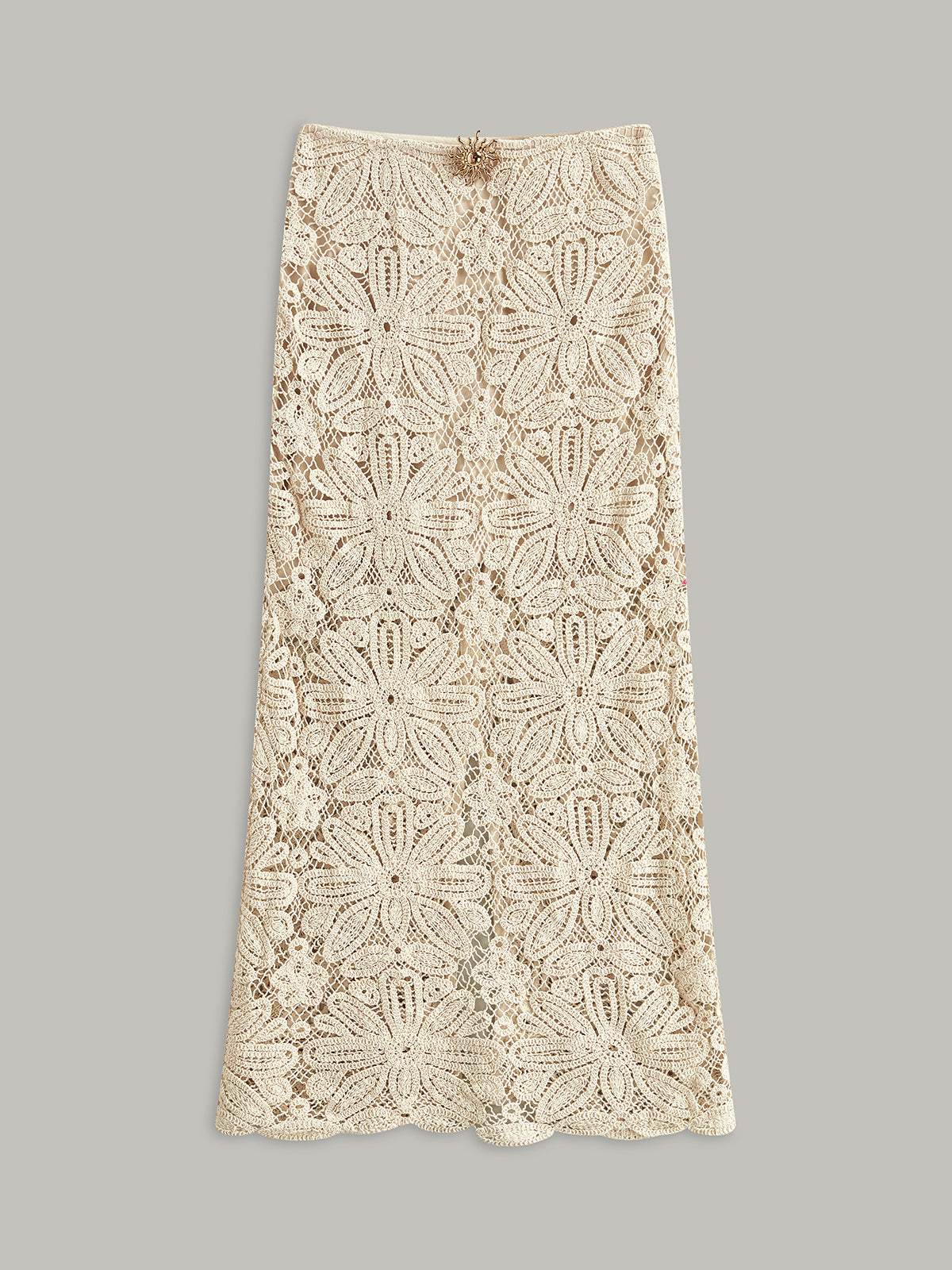 Cotton Crochet Lace Semi-Sheer Skirt